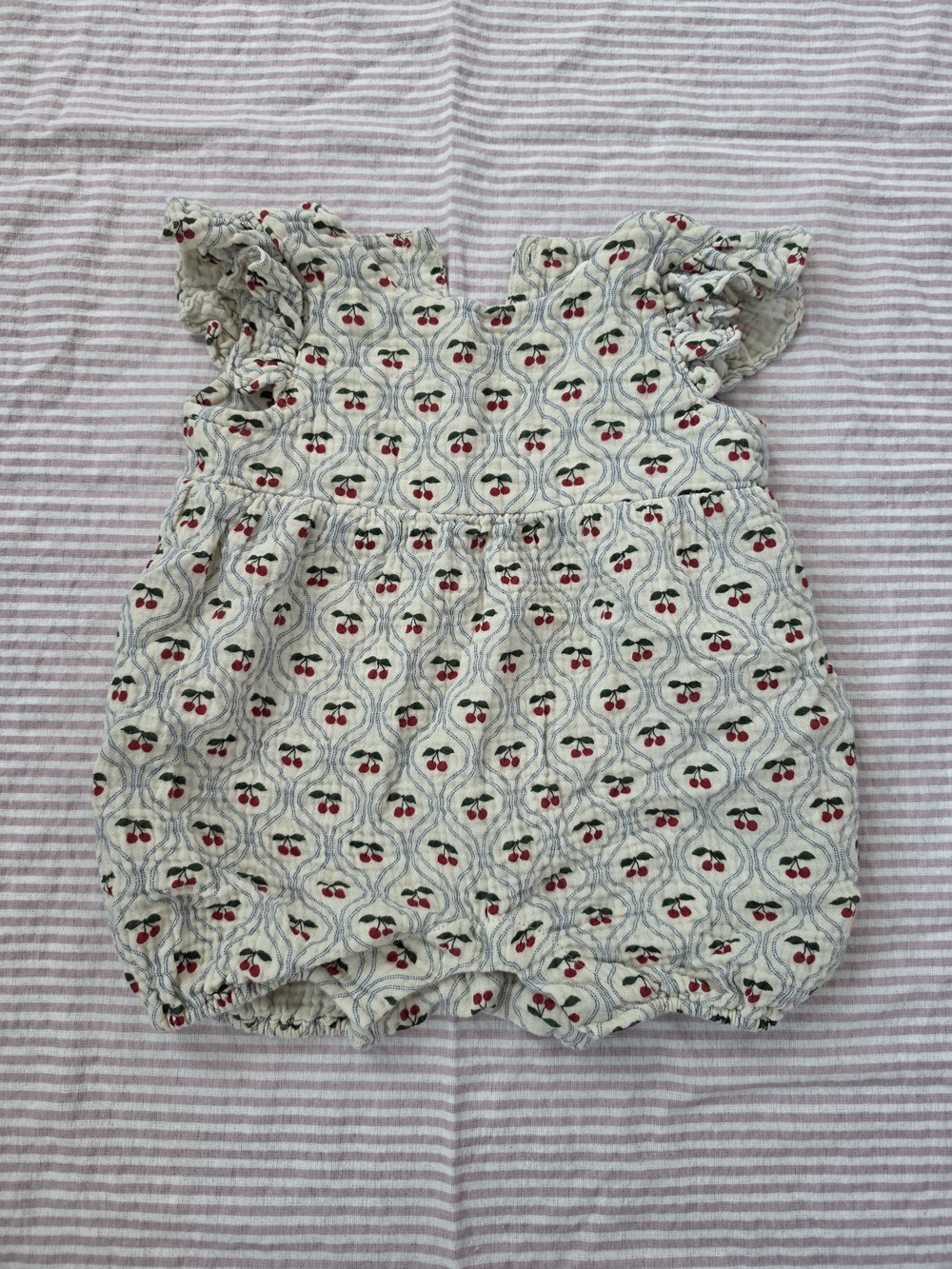 Konges Sløjd Coco Frill Floral Bubble Romper | 6M | Organic Cotton